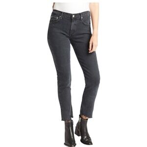 Agolde Toni Mid Rise Straight‎ Raw Hem Ankle Jeans Black Size 26 Denim Casual